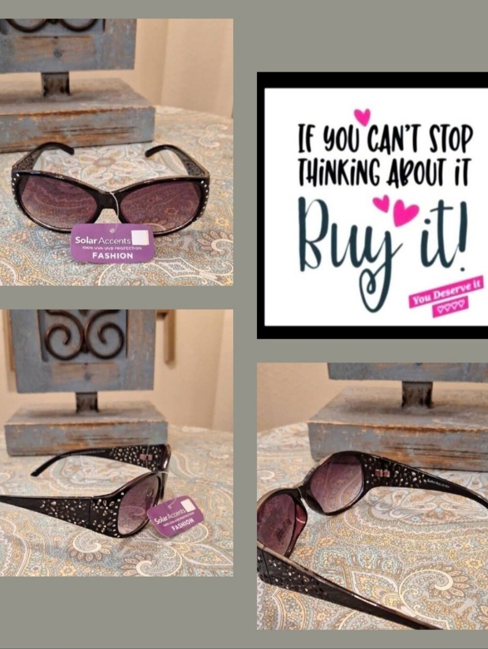 🔥🔥CLEARANCE ITEM🔥🔥Women's Black Sunglasses with Purple Lenses. NWT